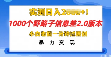 2025抖音1000个野路子信息差最新玩法,一分钟过原创,暴力变现月入几k-侠客资源站